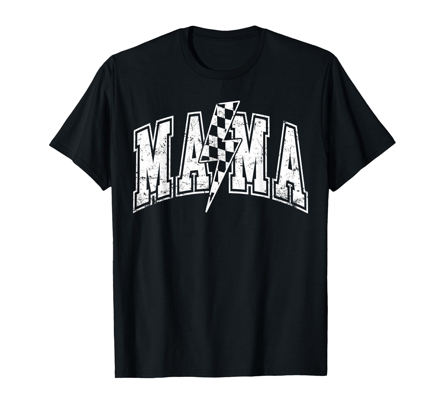 Mama Lightning Bolt Checkered Varsity Mom T-Shirt - Unique Graphic Unisex - T-Shirt, Sweatshirt, Hoodie