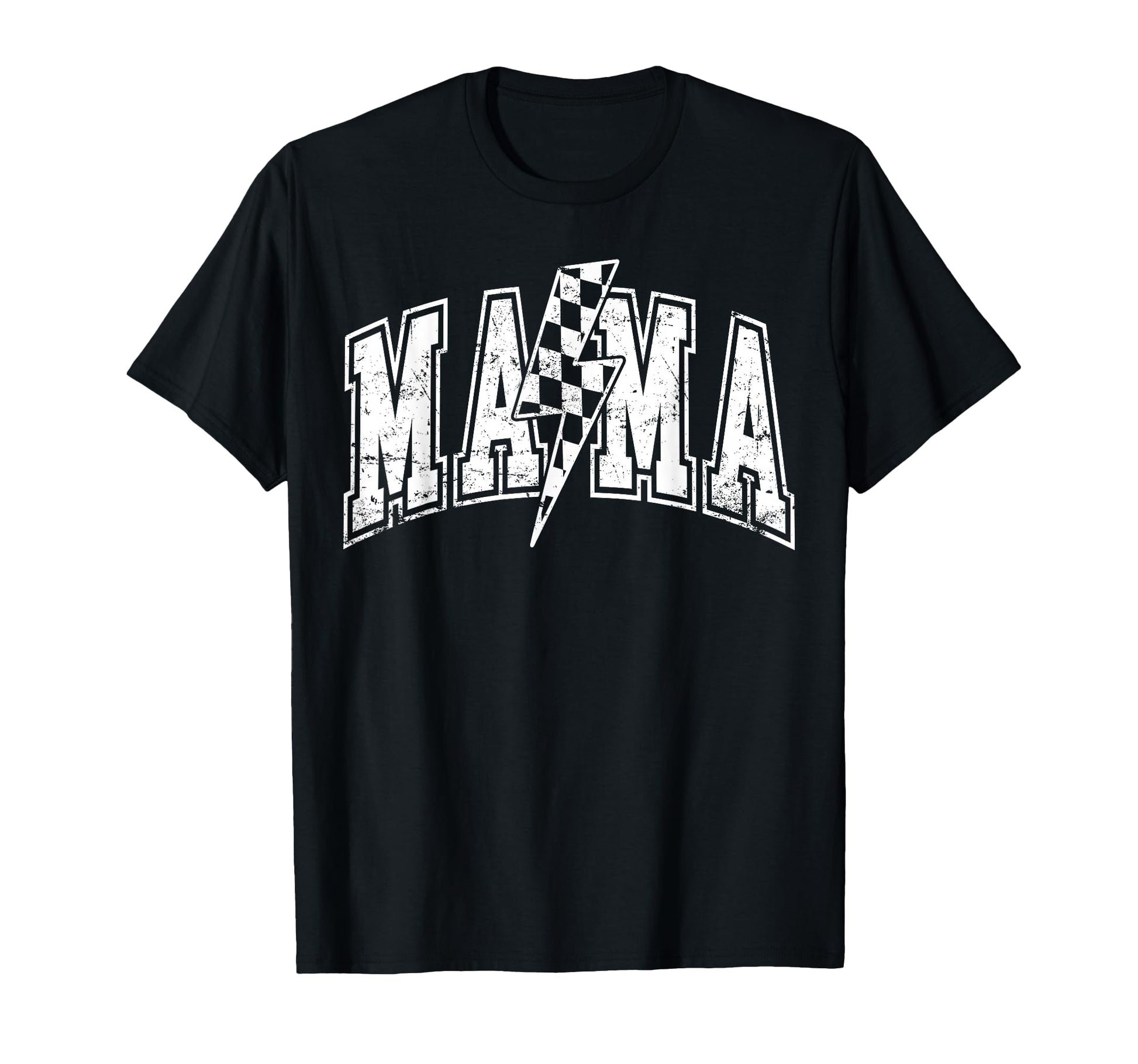 Mama Lightning Bolt Checkered Varsity Mom T-Shirt - Unique Graphic Unisex - T-Shirt, Sweatshirt, Hoodie