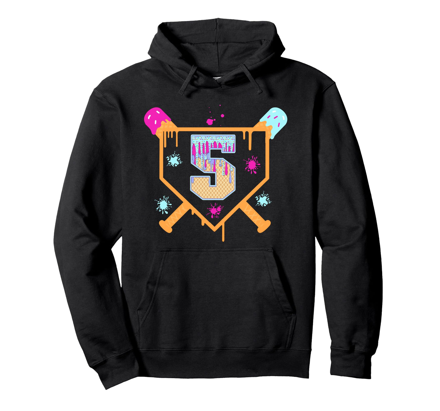 5Th Birthday Baseball Drip 5 Year Old Hoodie - Graphic Print for Adults - T-Shirt, Sweatshirt, Hoodie