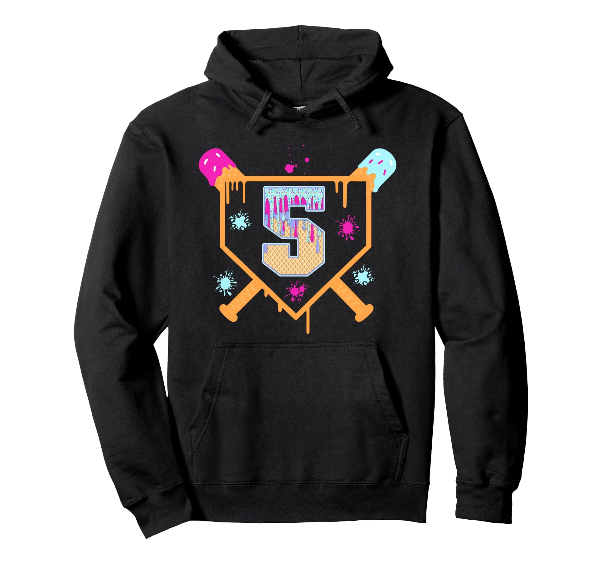 5Th Birthday Baseball Drip 5 Year Old Hoodie - Graphic Print for Adults - T-Shirt, Sweatshirt, Hoodie