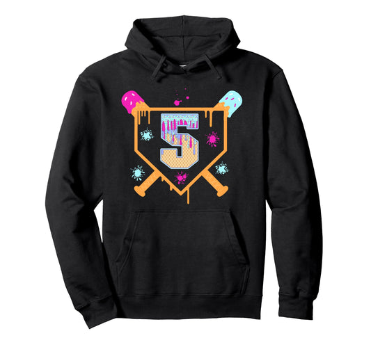 5Th Birthday Baseball Drip 5 Year Old Hoodie - Graphic Print for Adults - T-Shirt, Sweatshirt, Hoodie
