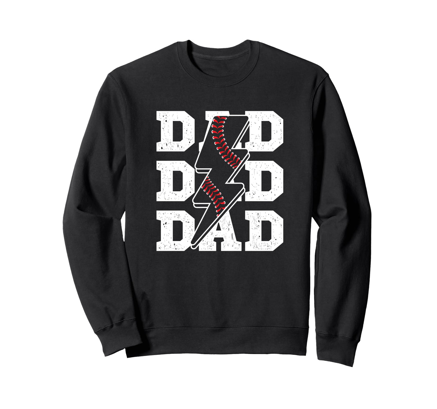 Baseball Dad Distressed Lightning Bolt Sweatshirt - Novelty Apparel Unisex - T-Shirt, Sweatshirt, Hoodie