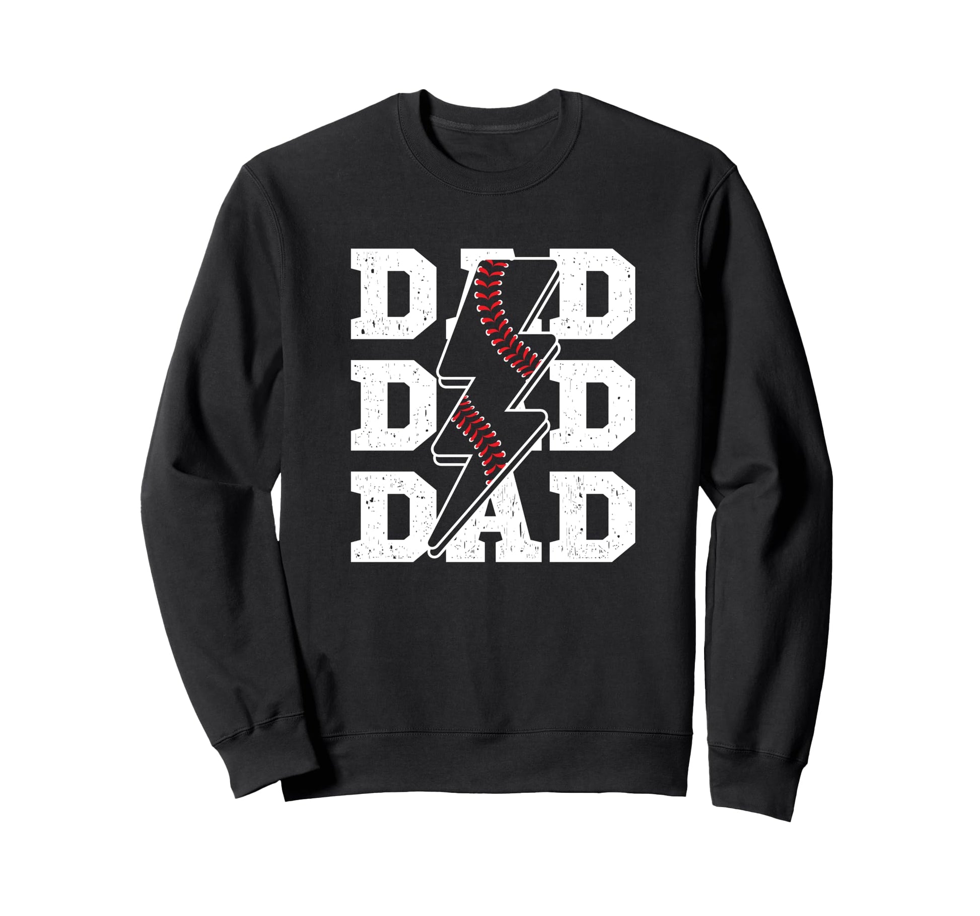 Baseball Dad Distressed Lightning Bolt Sweatshirt - Novelty Apparel Unisex - T-Shirt, Sweatshirt, Hoodie
