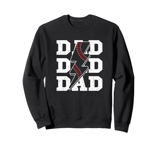 Baseball Dad Distressed Lightning Bolt Sweatshirt - Novelty Apparel Unisex - T-Shirt, Sweatshirt, Hoodie
