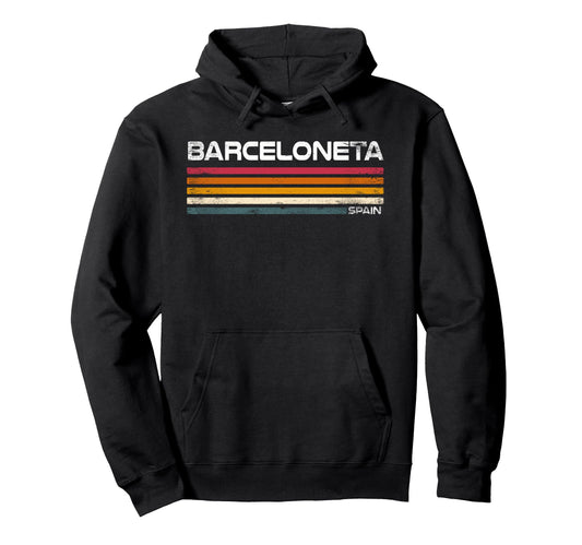 Barceloneta Spain Stripes Travel Hoodie - Custom Art Print for Adults - T-Shirt, Sweatshirt, Hoodie