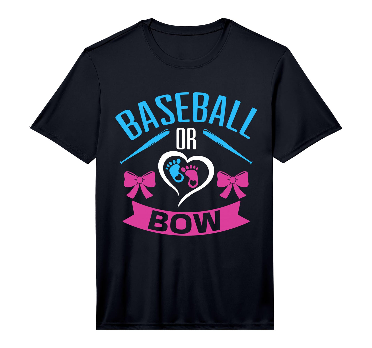 Baseball Or Bow Gender Reveal Party T-Shirt - Graphic Print Unisex - T-Shirt, Sweatshirt, Hoodie