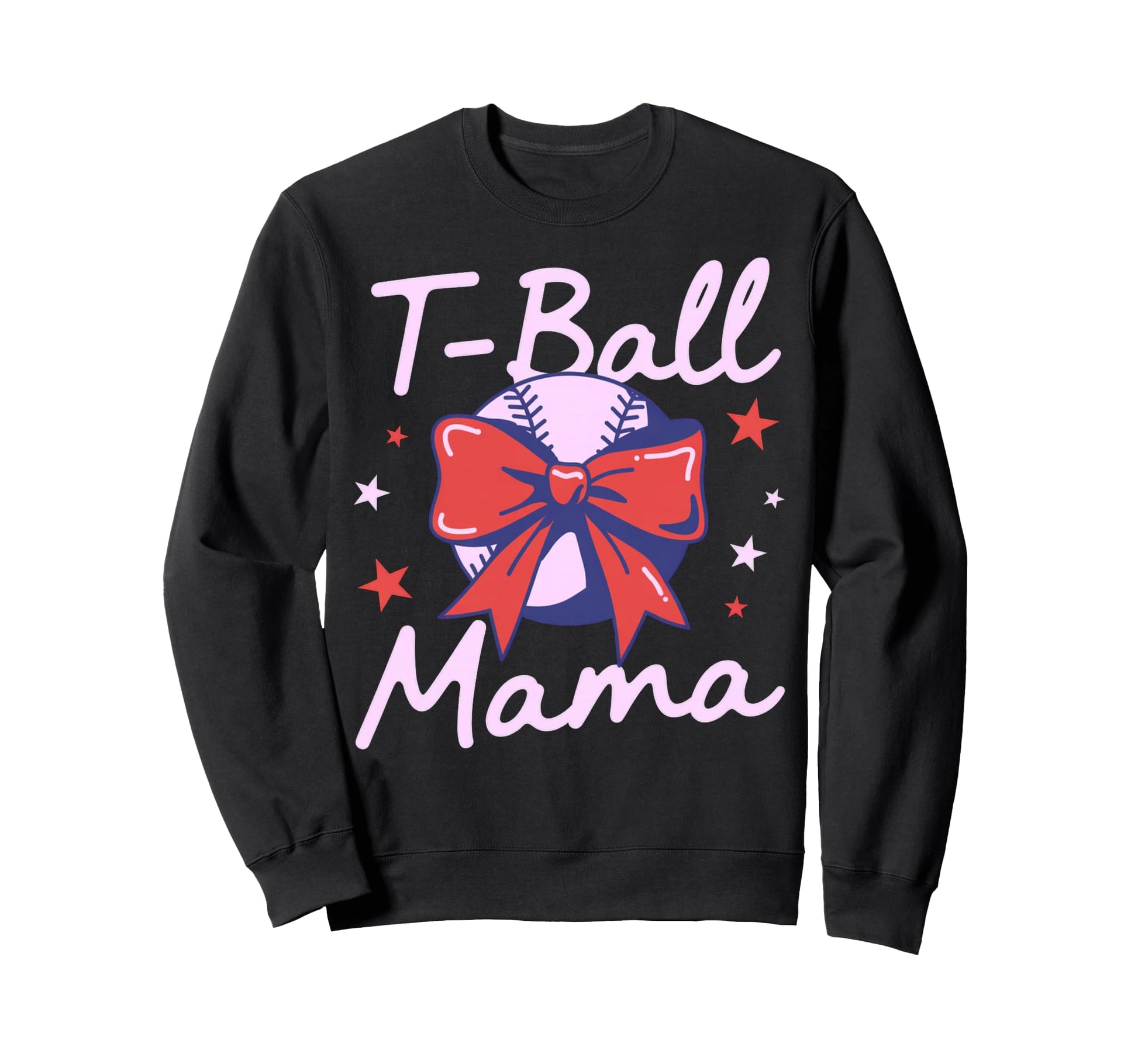 Sporty Baseball Red Bow Sweatshirt - Fun Novelty Design for Adults - T-Shirt, Sweatshirt, Hoodie