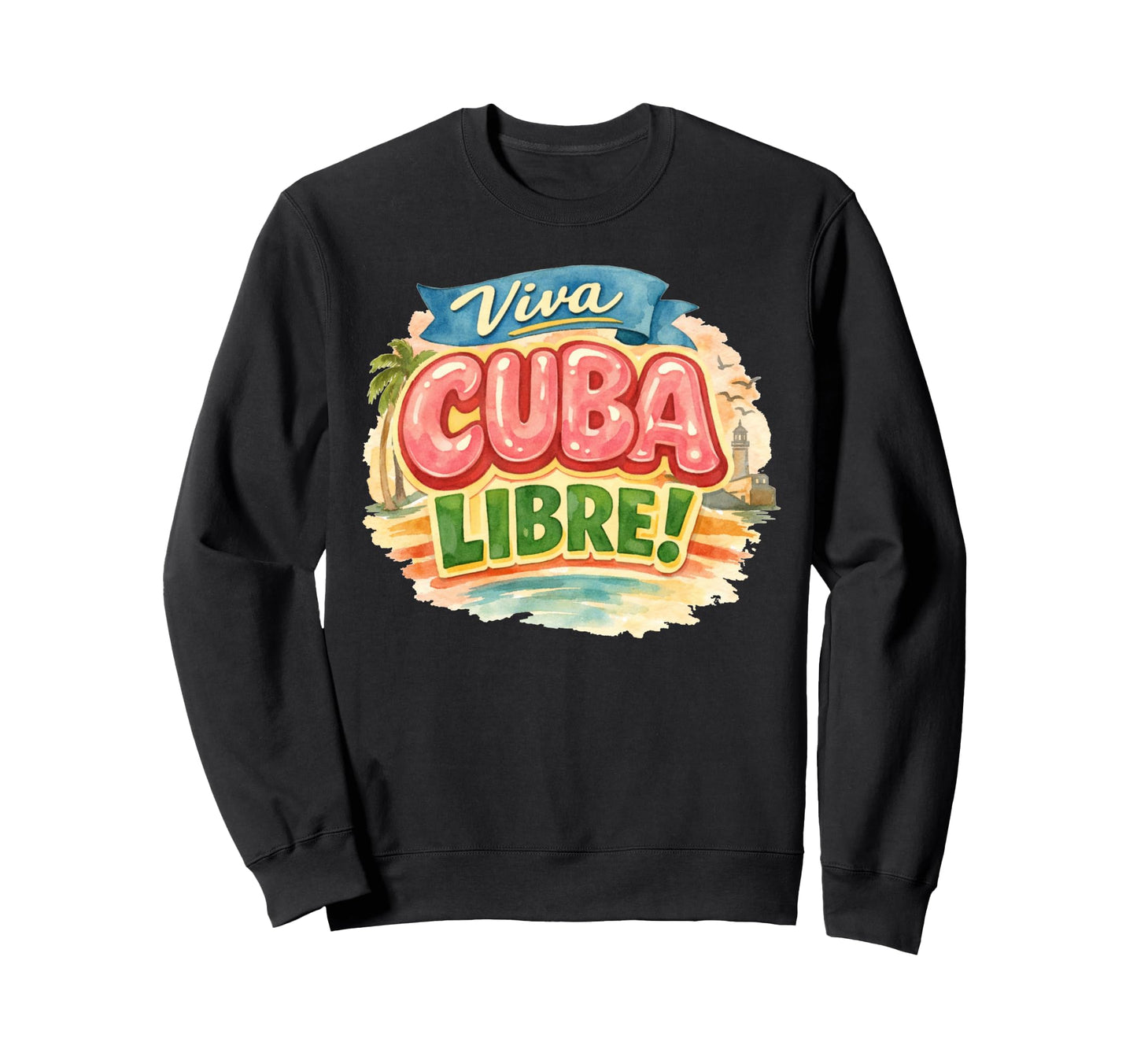 Viva Cuba Libre Cuban Typography Sweatshirt - Minimalist Print Unisex - T-Shirt, Sweatshirt, Hoodie
