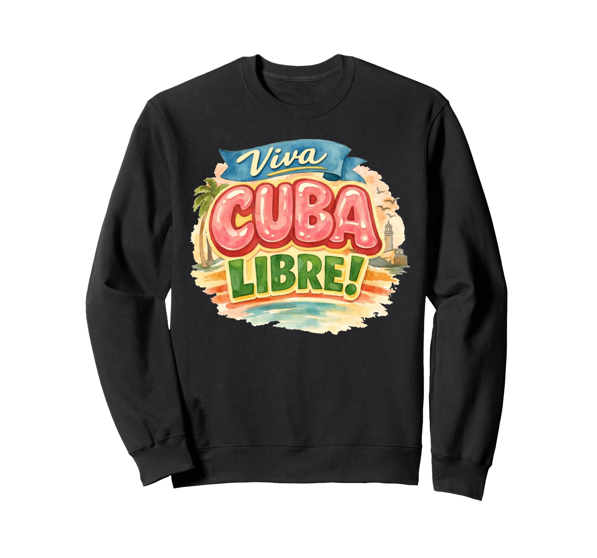 Viva Cuba Libre Cuban Typography Sweatshirt - Minimalist Print Unisex - T-Shirt, Sweatshirt, Hoodie