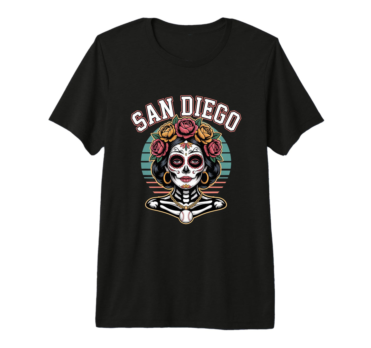 San Diego Sugar Skull Flower City T-Shirt - Casual Everyday Wear Men Women - T-Shirt, Sweatshirt, Hoodie