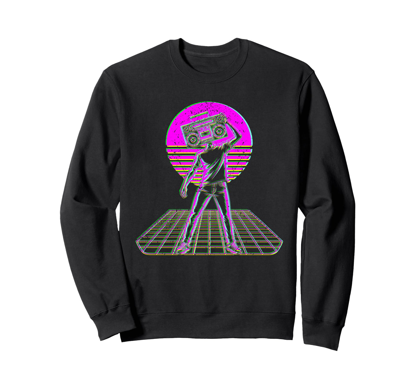80S Boombox Art Synthwave Music Lover Sweatshirt - Trendy Graphic Unisex - T-Shirt, Sweatshirt, Hoodie