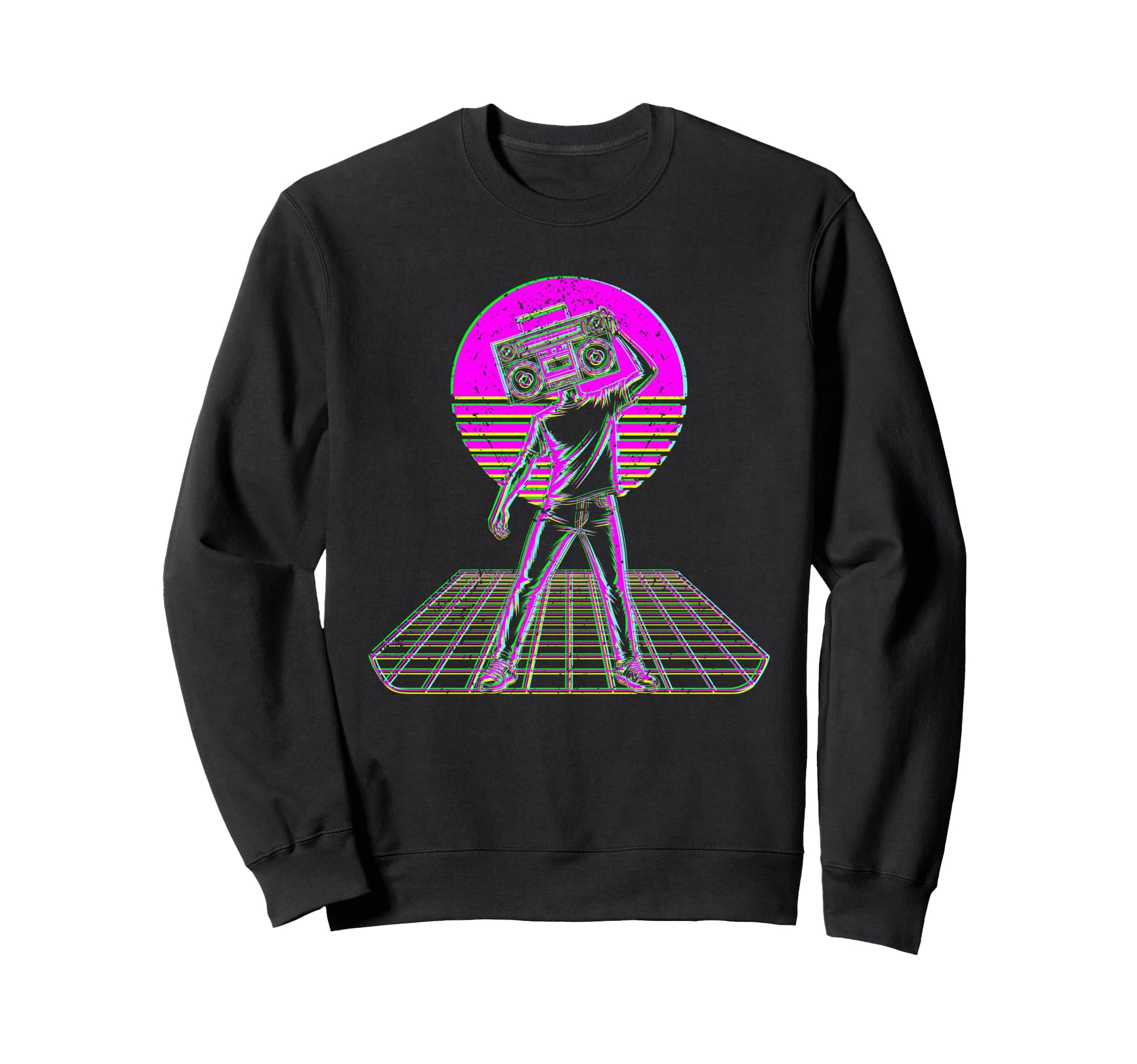 80S Boombox Art Synthwave Music Lover Sweatshirt - Trendy Graphic Unisex - T-Shirt, Sweatshirt, Hoodie