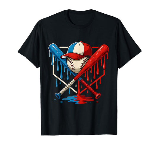 American Baseball Drip Graffiti Ball T-Shirt - Trendy Graphic Men Women - T-Shirt, Sweatshirt, Hoodie