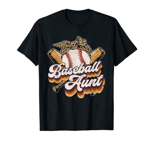 Baseball Aunt Leopard Headband Mothers T-Shirt - Unique Graphic for Adults - T-Shirt, Sweatshirt, Hoodie