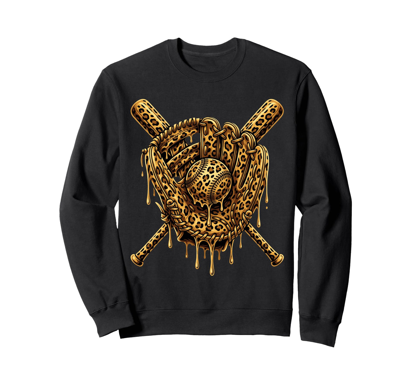 Baseball Drip Leopard Pattern Sweatshirt - Custom Art Print Unisex - T-Shirt, Sweatshirt, Hoodie