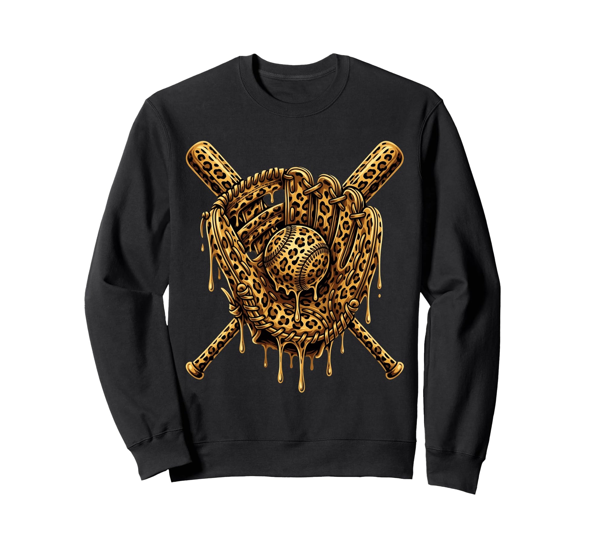 Baseball Drip Leopard Pattern Sweatshirt - Custom Art Print Unisex - T-Shirt, Sweatshirt, Hoodie