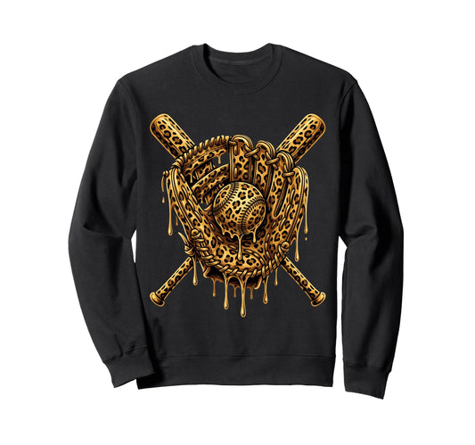 Baseball Drip Leopard Pattern Sweatshirt - Custom Art Print Unisex - T-Shirt, Sweatshirt, Hoodie