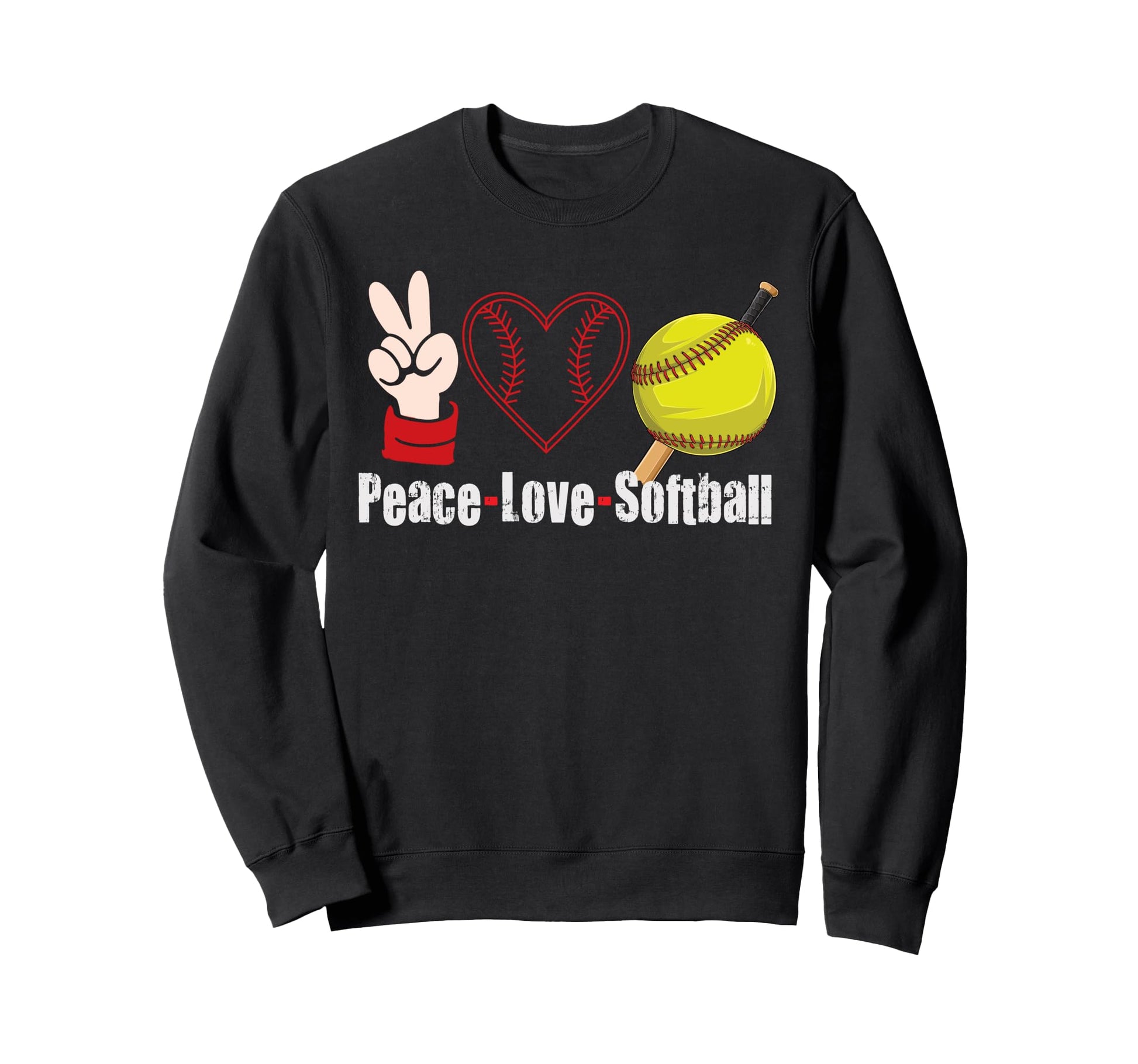Peace Love Softball Sweatshirt - Unique Graphic for Adults - T-Shirt, Sweatshirt, Hoodie
