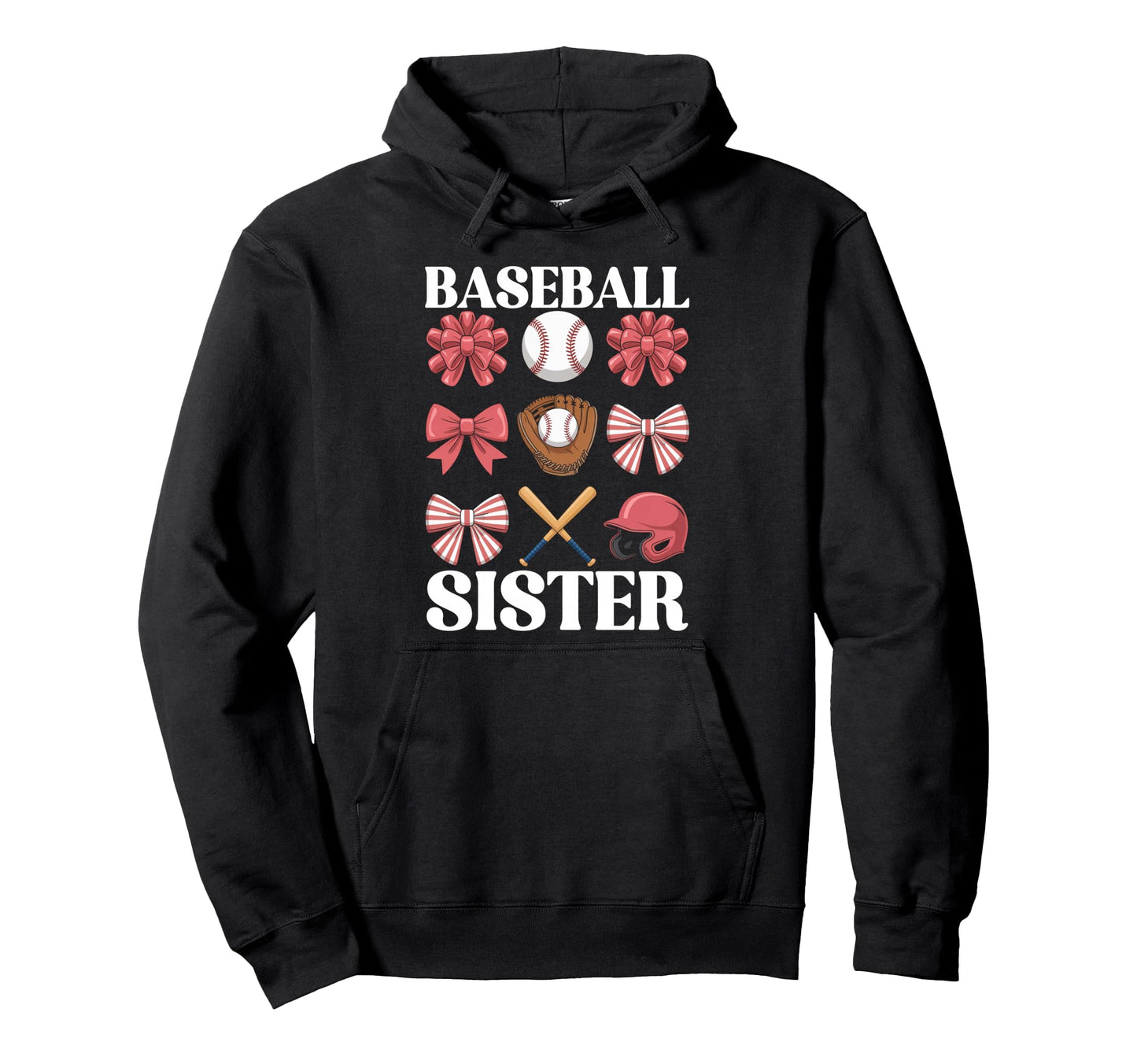Baseball Sister Coquette Bow Biggest Fan Hoodie - Minimalist Print Unisex - T-Shirt, Sweatshirt, Hoodie