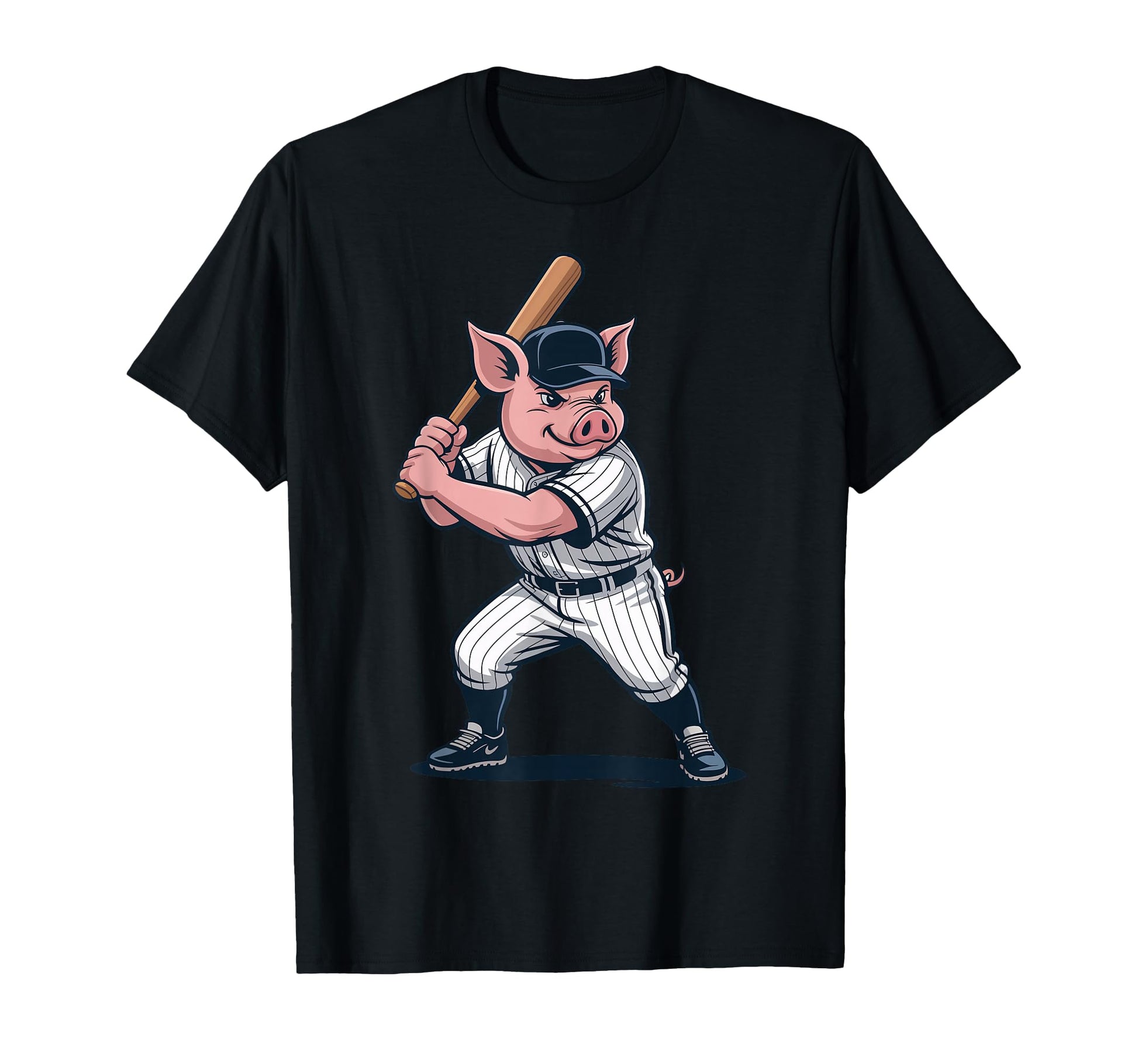 Funny Pig Playing Baseball Artwork T-Shirt - Unique Graphic Men Women - T-Shirt, Sweatshirt, Hoodie