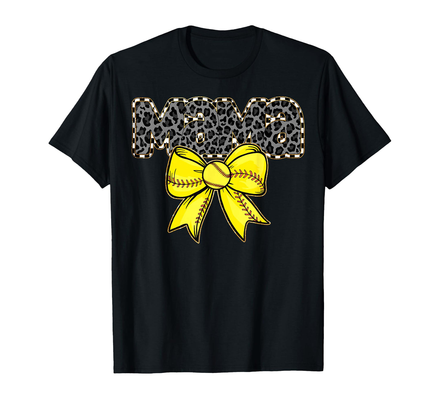 Mama Yellow Bow Baseball Softball T-Shirt - Fun Novelty Design for Adults - T-Shirt, Sweatshirt, Hoodie