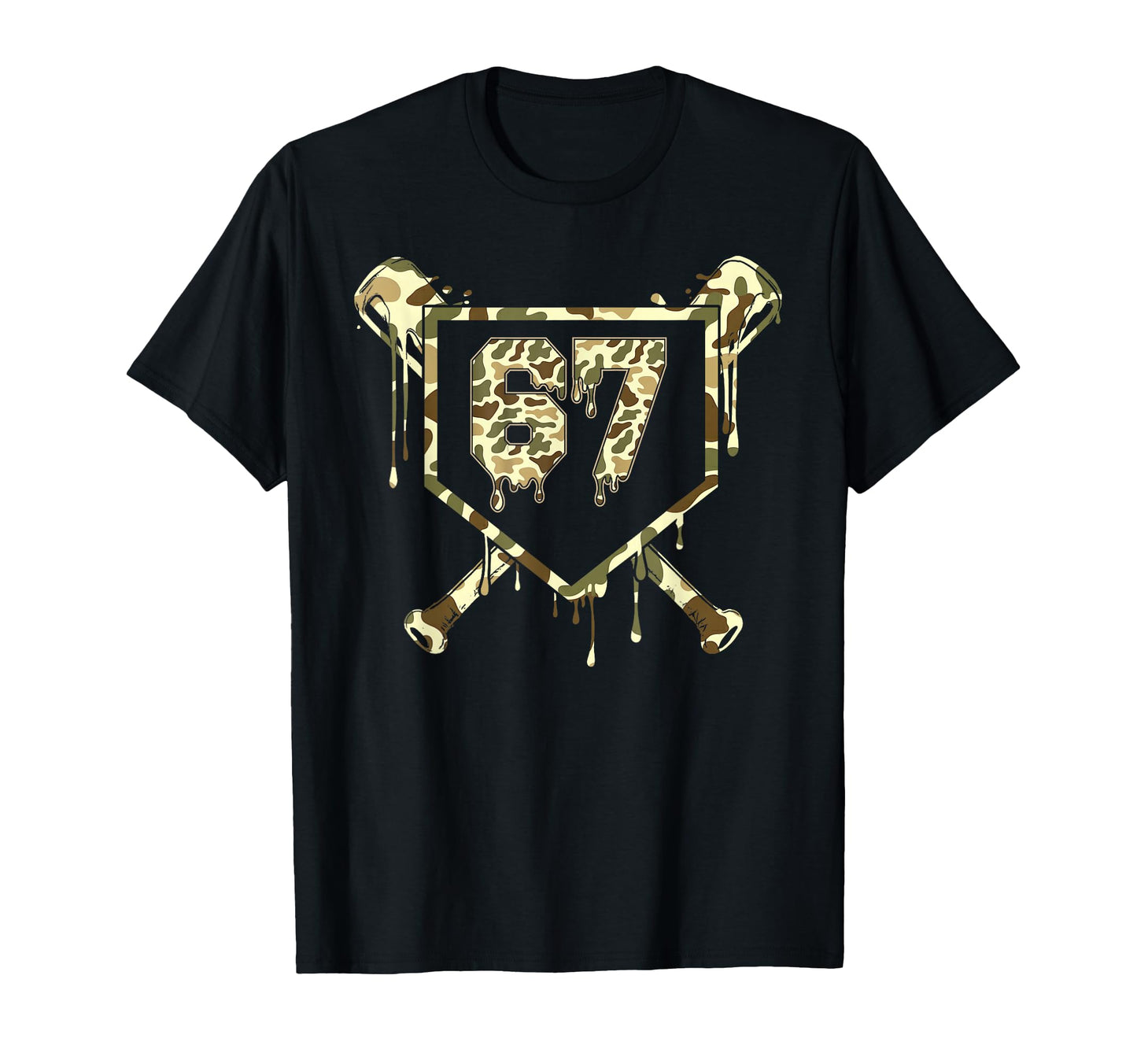 Camo Baseball Ice Cream Drip Number T-Shirt - Fun Novelty Design Men Women - T-Shirt, Sweatshirt, Hoodie