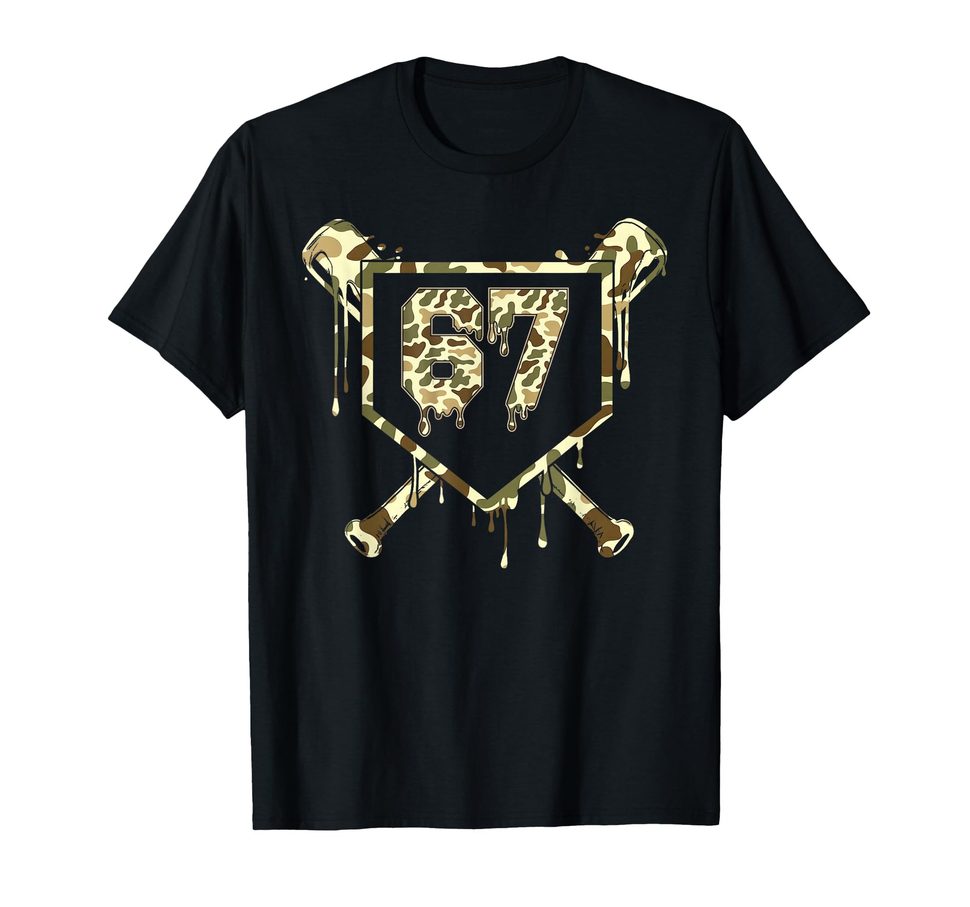 Camo Baseball Ice Cream Drip Number T-Shirt - Fun Novelty Design Men Women - T-Shirt, Sweatshirt, Hoodie