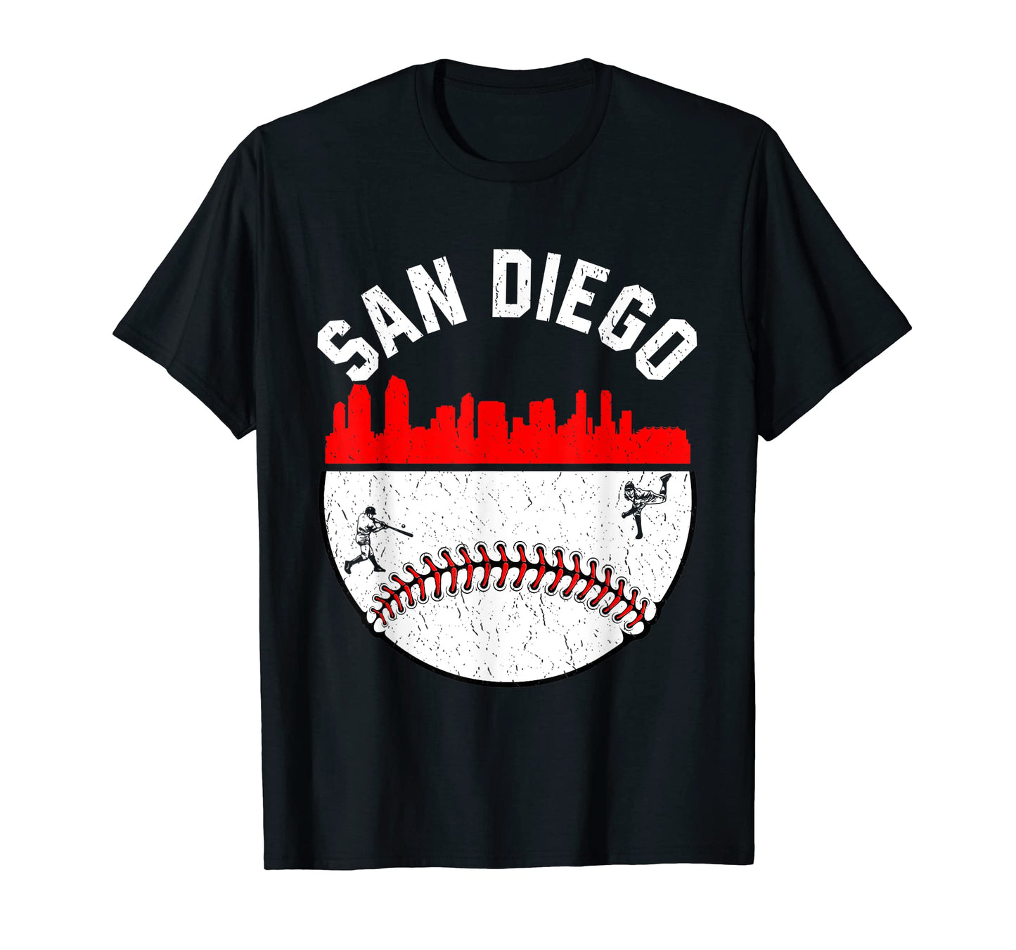 San Diego Cityscape Baseball T-Shirt - Aesthetic Graphic Men Women - T-Shirt, Sweatshirt, Hoodie