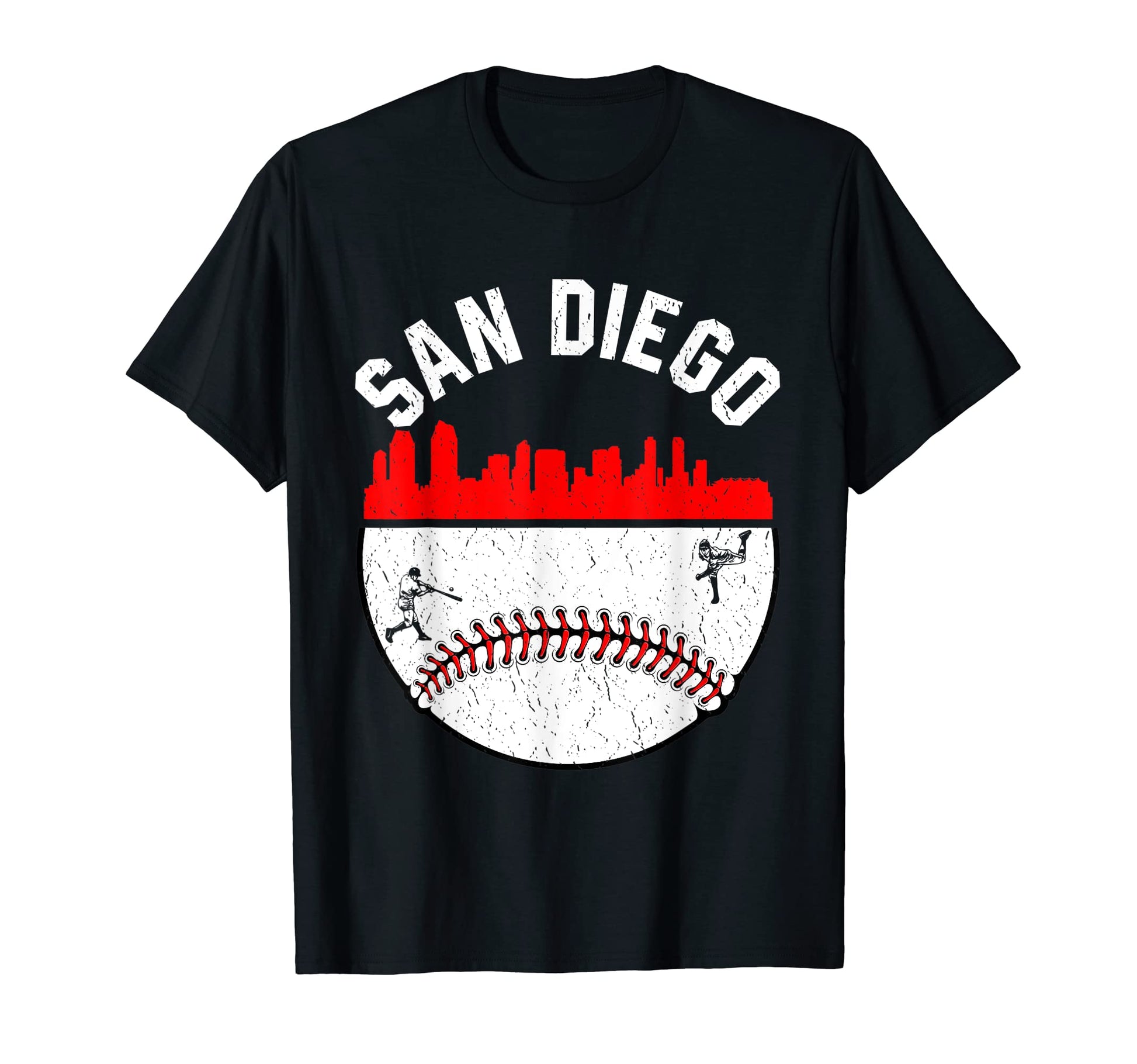 San Diego Cityscape Baseball T-Shirt - Aesthetic Graphic Men Women - T-Shirt, Sweatshirt, Hoodie