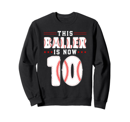 10Th Birthday Baseball Lover Sweatshirt - Casual Everyday Wear for Adults - T-Shirt, Sweatshirt, Hoodie