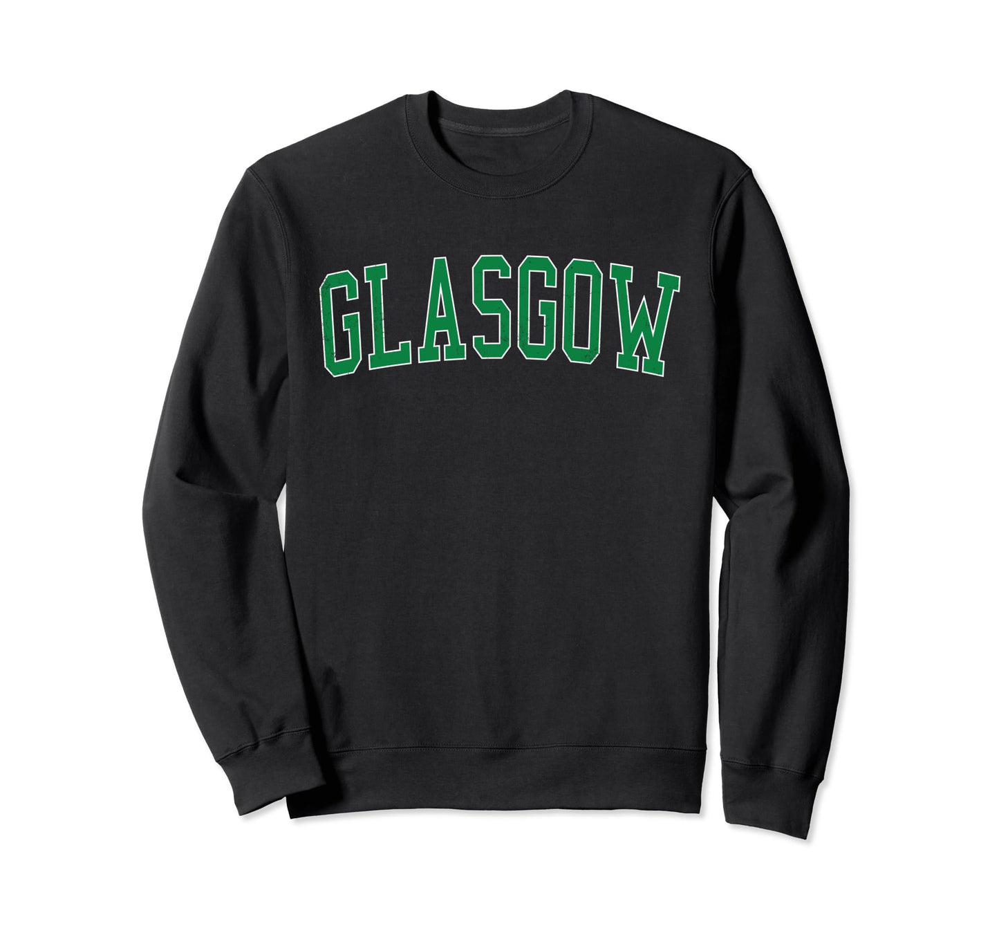 Glasgow De Distressed Green Varsity Sweatshirt - Trendy Graphic for Adults - T-Shirt, Sweatshirt, Hoodie