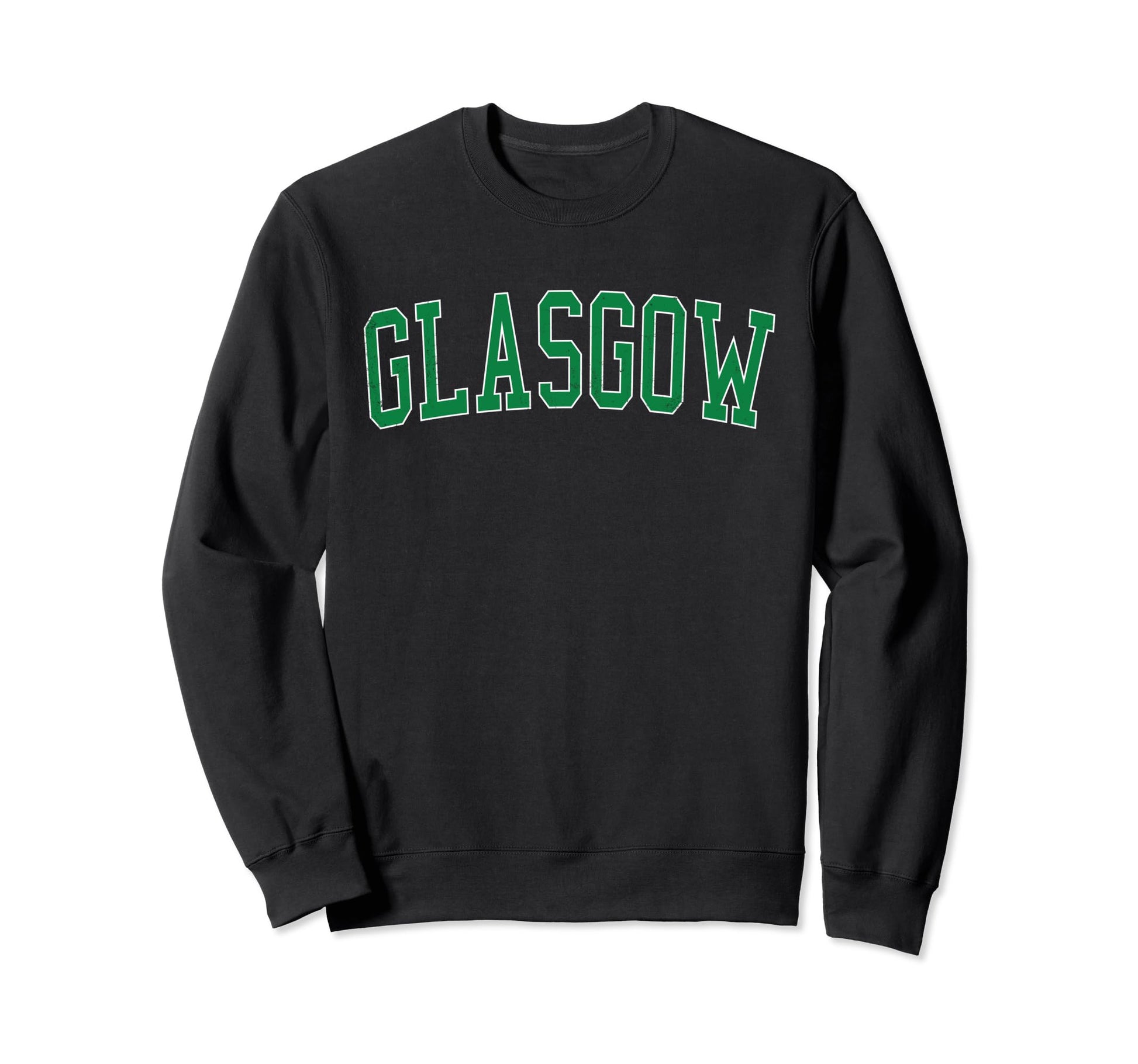 Glasgow De Distressed Green Varsity Sweatshirt - Trendy Graphic for Adults - T-Shirt, Sweatshirt, Hoodie