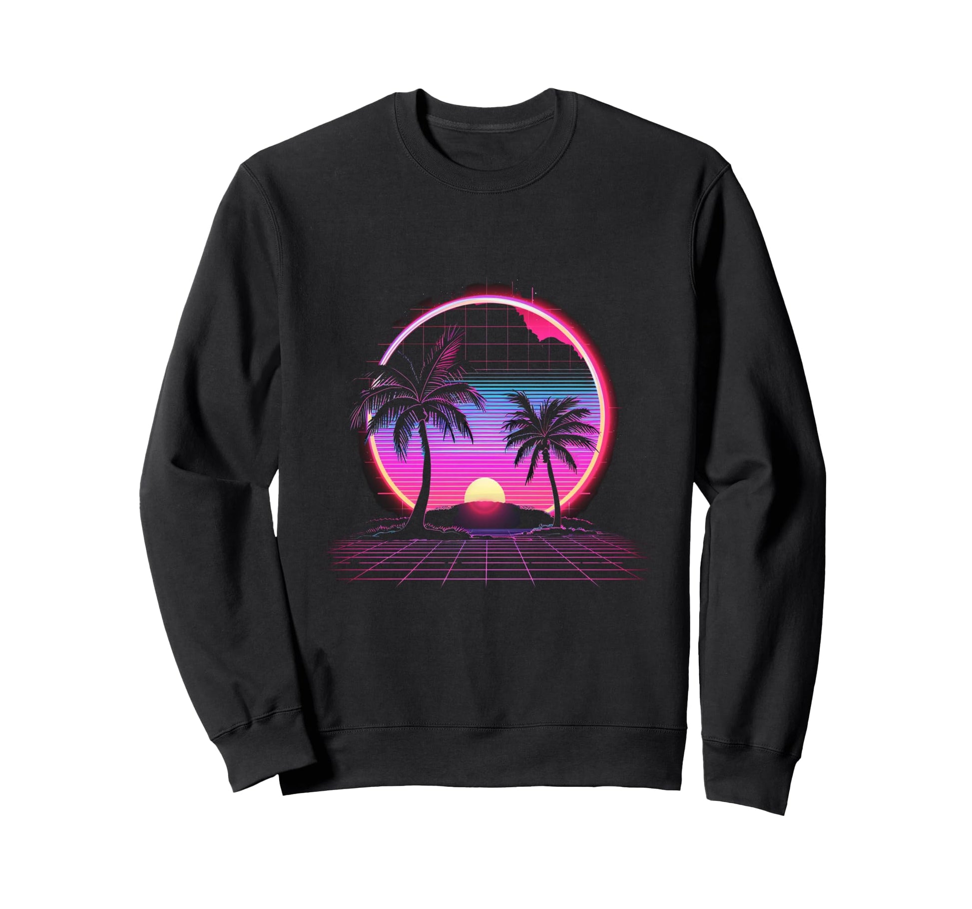 80S Sunset Palm Trees Sweatshirt - Casual Everyday Wear Men Women - T-Shirt, Sweatshirt, Hoodie
