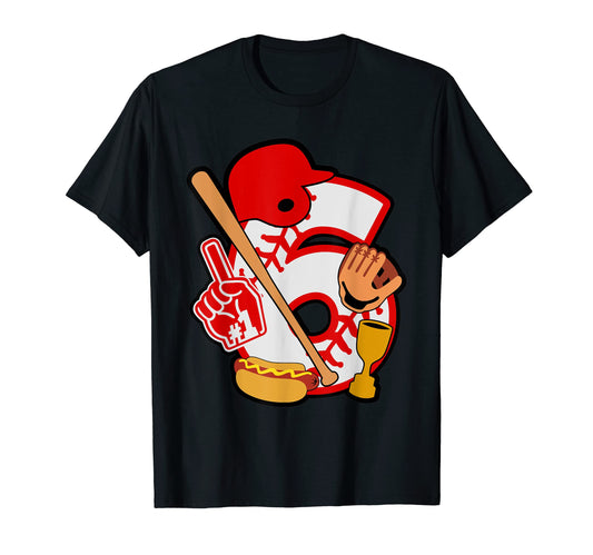 Baseball 6Th Birthday Party T-Shirt - Casual Everyday Wear Men Women - T-Shirt, Sweatshirt, Hoodie