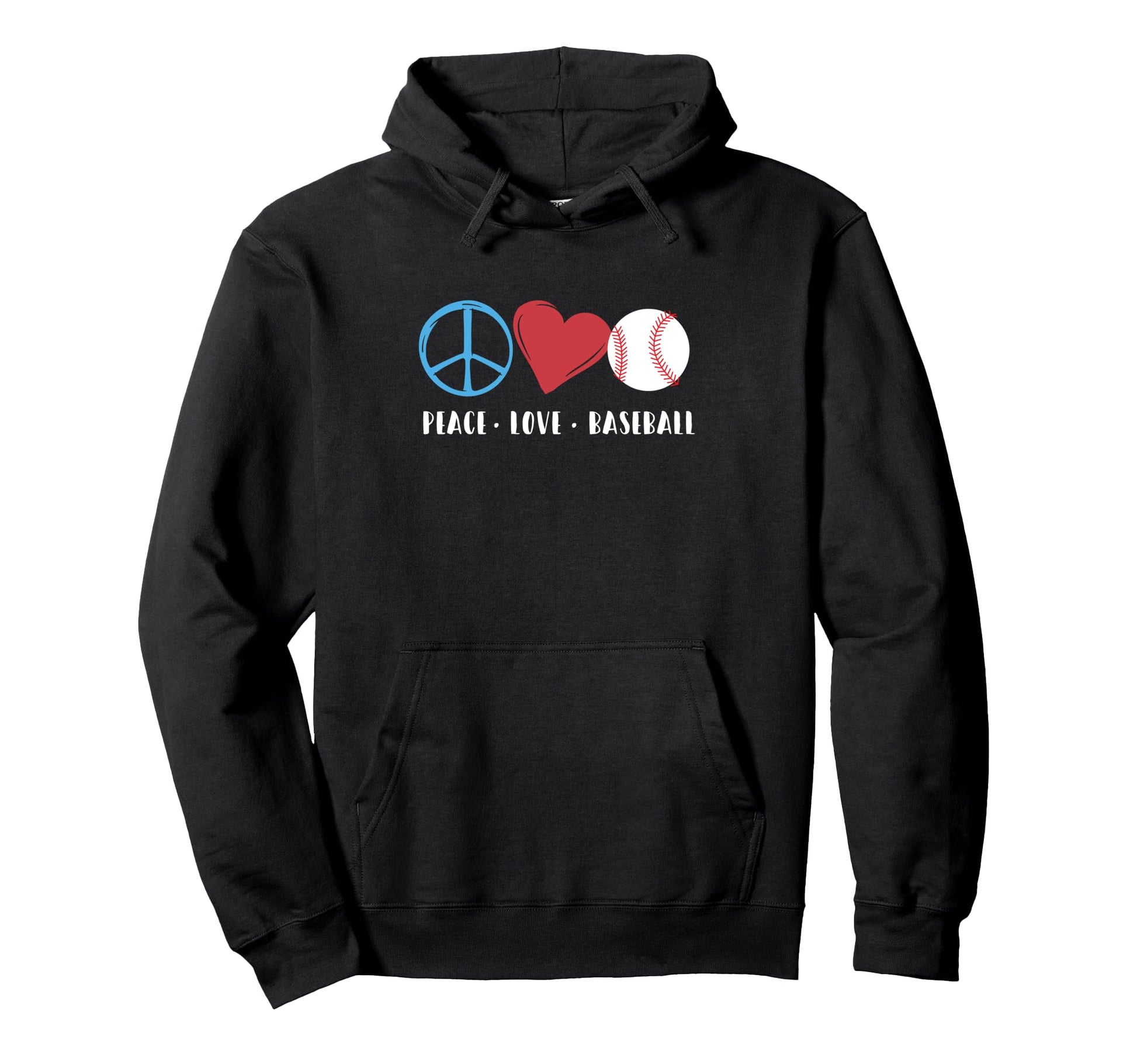 Peace Love Baseball Funny Baseball Hoodie - Minimalist Print Men Women - T-Shirt, Sweatshirt, Hoodie