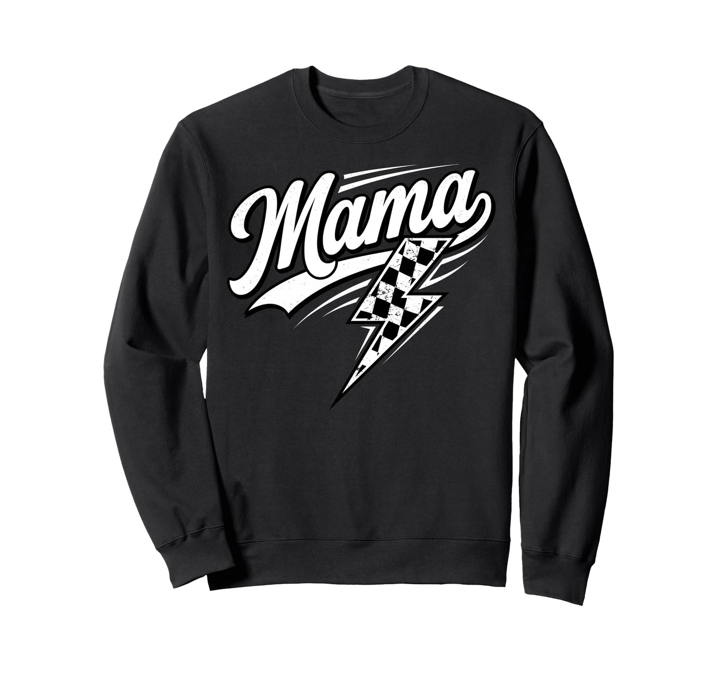 Mama Lightning Bolt Checkered Sweatshirt - Trendy Graphic Men Women - T-Shirt, Sweatshirt, Hoodie