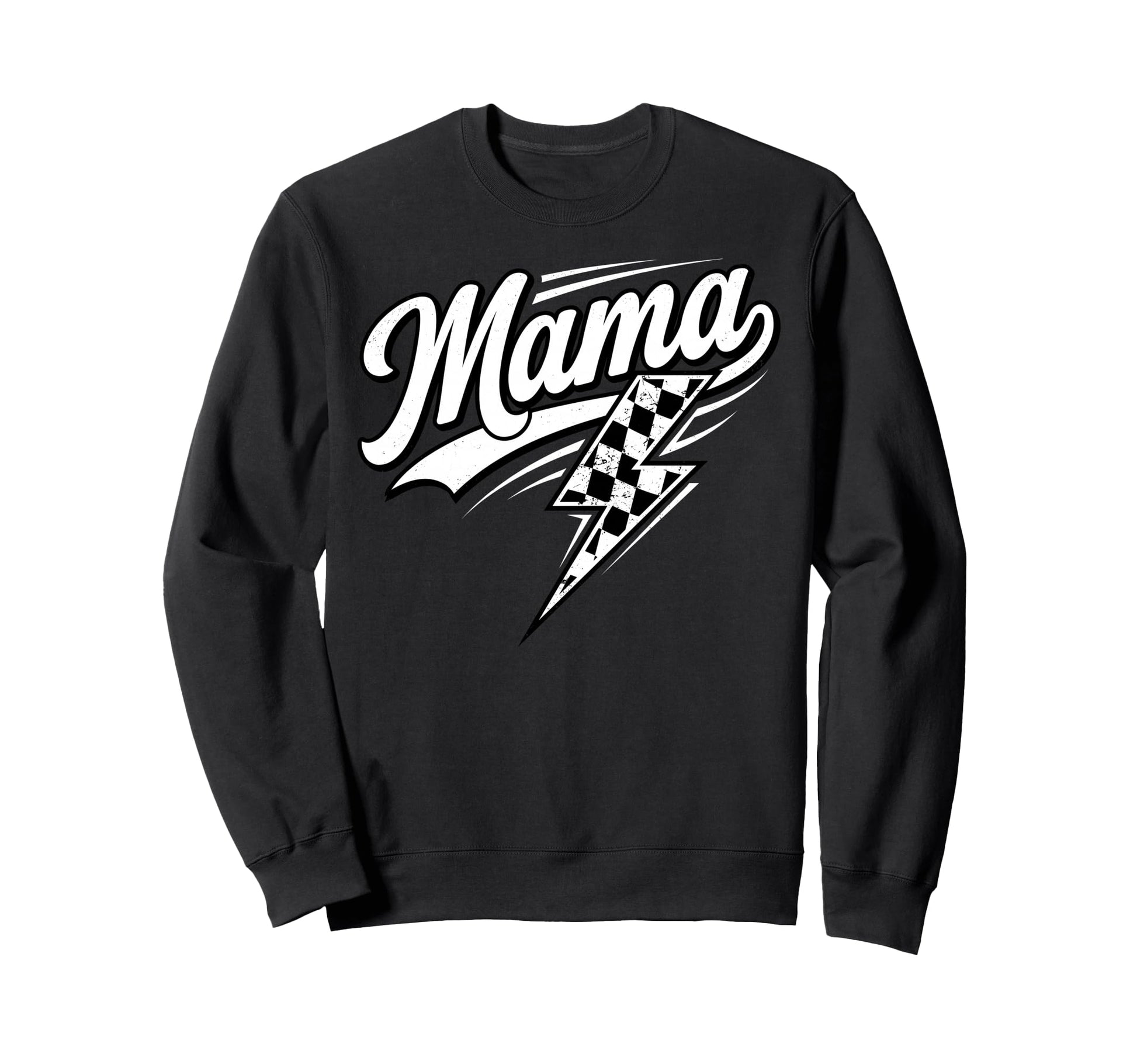 Mama Lightning Bolt Checkered Sweatshirt - Trendy Graphic Men Women - T-Shirt, Sweatshirt, Hoodie