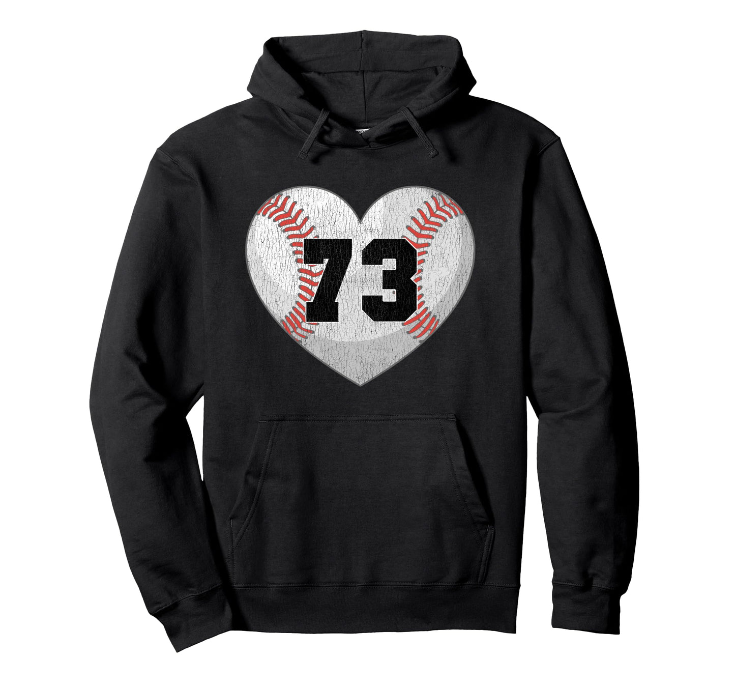 Baseball Number 73 Distressed Heart Hoodie - Trendy Graphic for Adults - T-Shirt, Sweatshirt, Hoodie