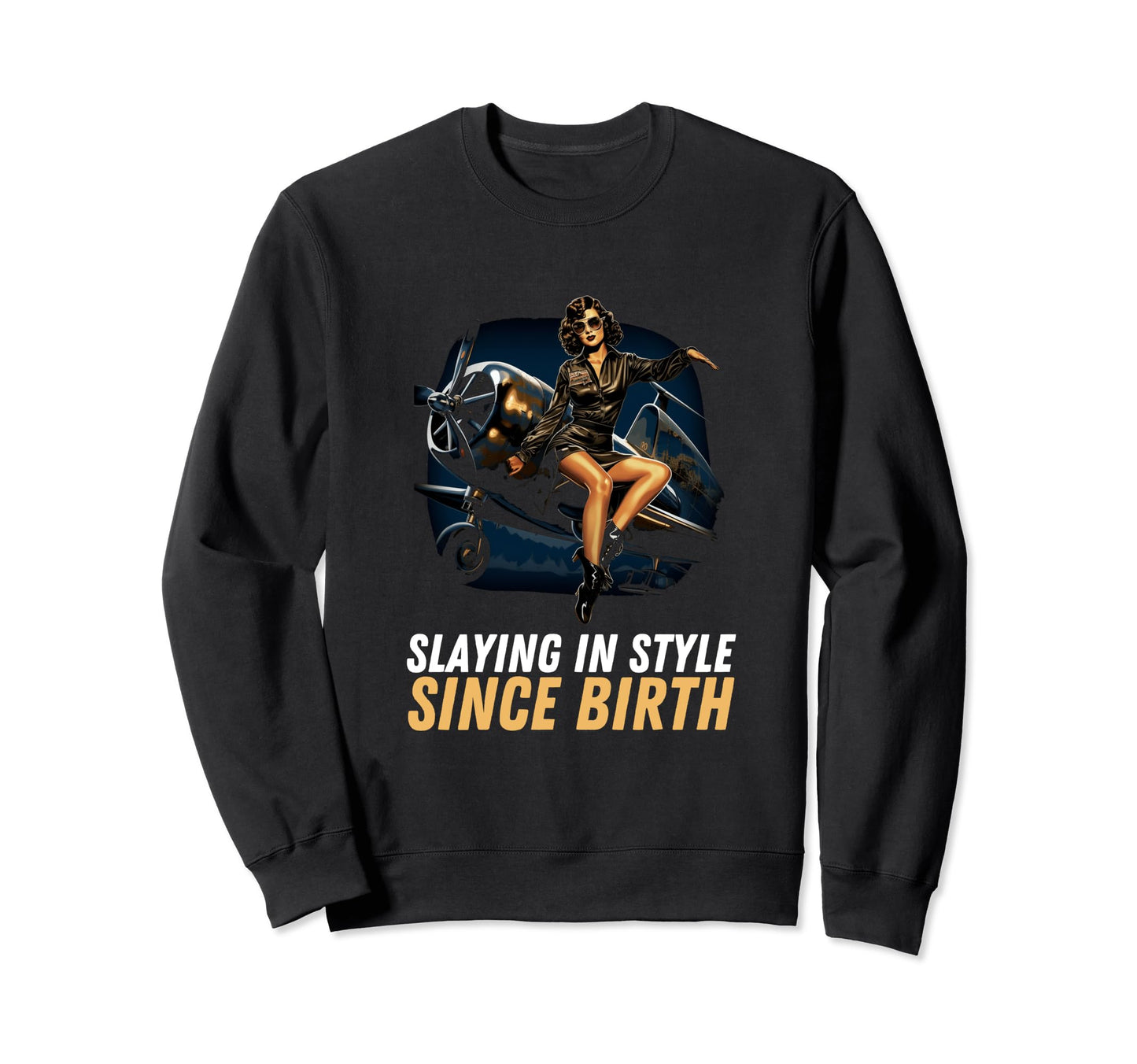 Pin Up Military Aircraft Sweatshirt - Casual Everyday Wear Men Women - T-Shirt, Sweatshirt, Hoodie