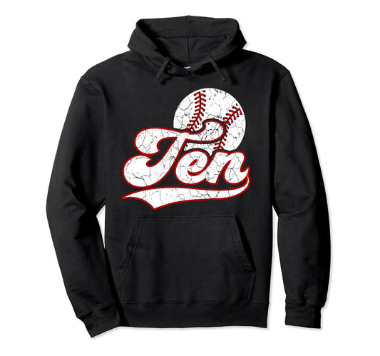 10Th Birthday Party Baseball 10 Year Hoodie - Novelty Apparel Men Women - T-Shirt, Sweatshirt, Hoodie
