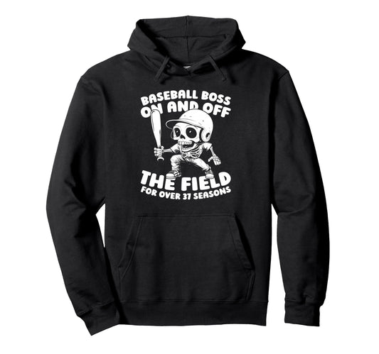 37 Years Old Baseballer Player Team Hoodie - Novelty Apparel for Adults - T-Shirt, Sweatshirt, Hoodie