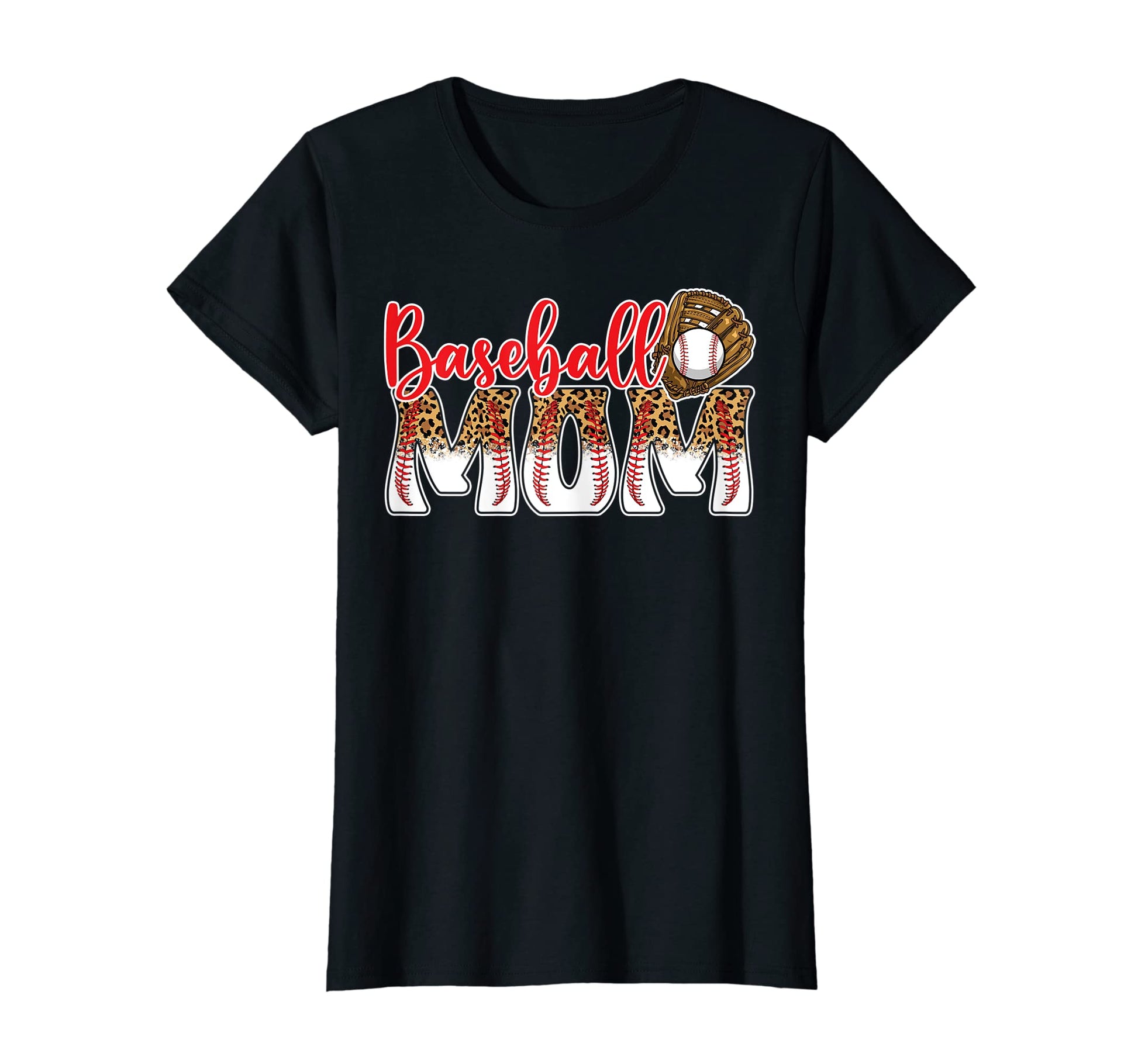 Womens Softball Baseball Mom Leopard T-Shirt - Minimalist Print for Adults - T-Shirt, Sweatshirt, Hoodie