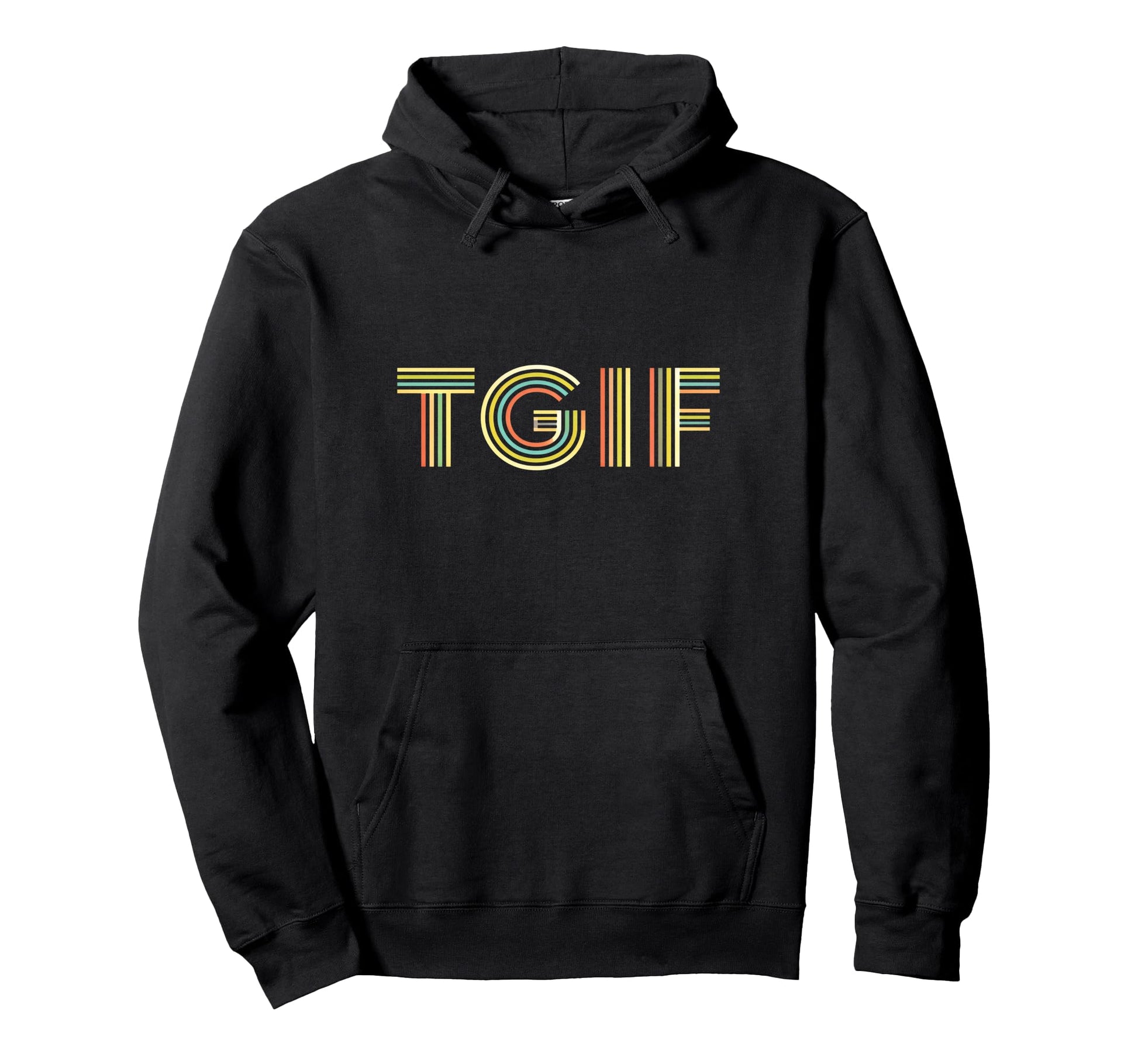 Fun Friday Tgif Striped Typography Hoodie - Novelty Apparel for Adults - T-Shirt, Sweatshirt, Hoodie
