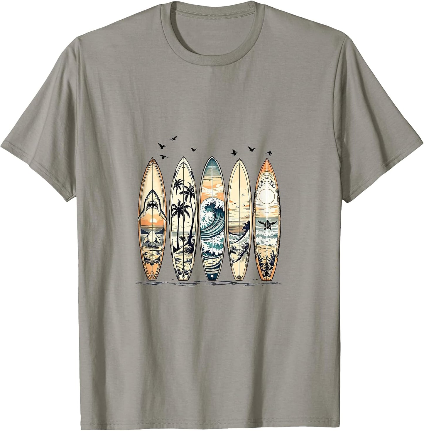 Surfboards Tropische Wellen Sonnenuntergang Palmen - Adult & Kids T-Shirts, Sweatshirts & Hoodies apparel design preview 1
