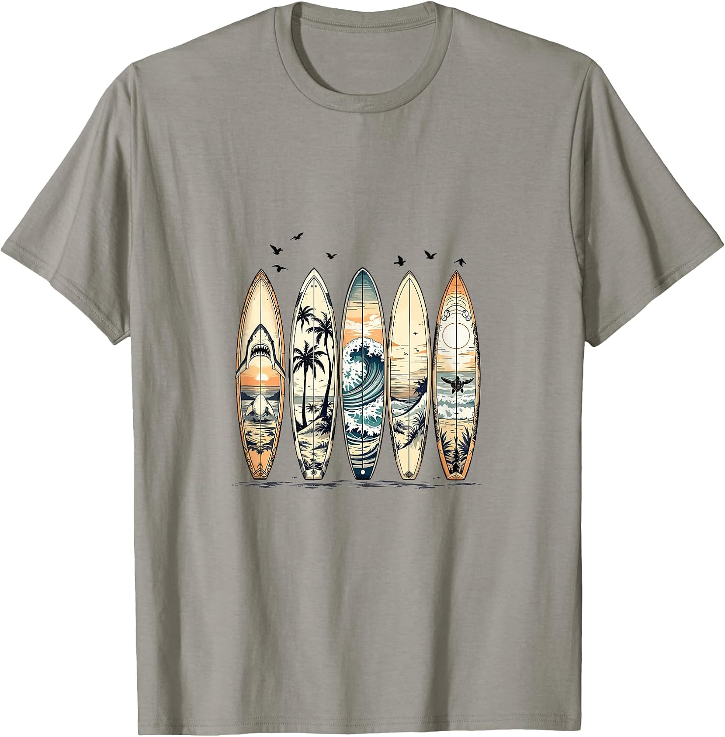 Surfboards Tropische Wellen Sonnenuntergang Palmen - Adult & Kids T-Shirts, Sweatshirts & Hoodies apparel design preview 1
