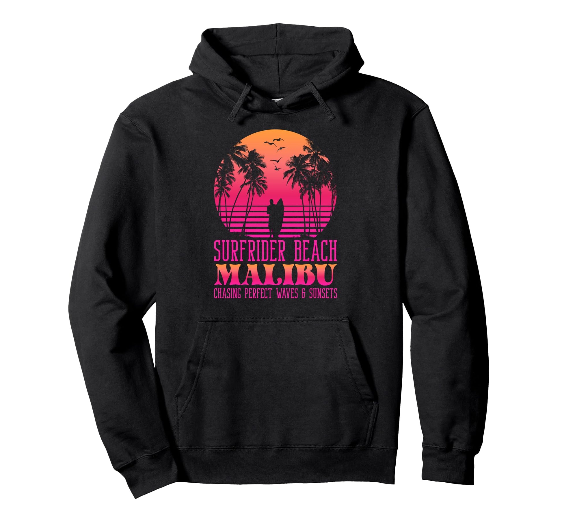 Waves Sunsets Surfrider Beach Malibu Hoodie - Fun Novelty Design Unisex - T-Shirt, Sweatshirt, Hoodie