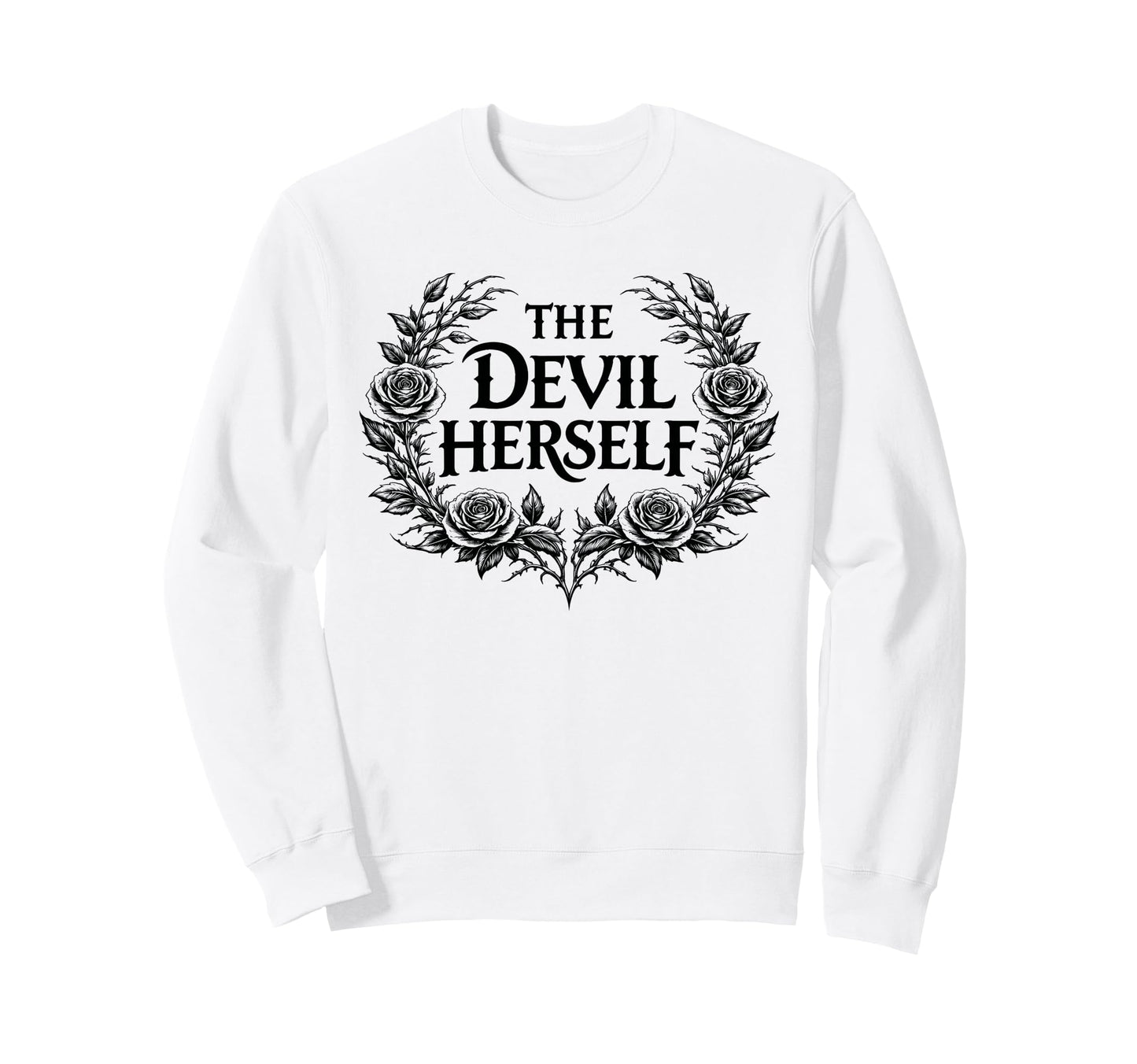 Devil Herself Occult Dark Sweatshirt - Casual Everyday Wear for Adults - T-Shirt, Sweatshirt, Hoodie