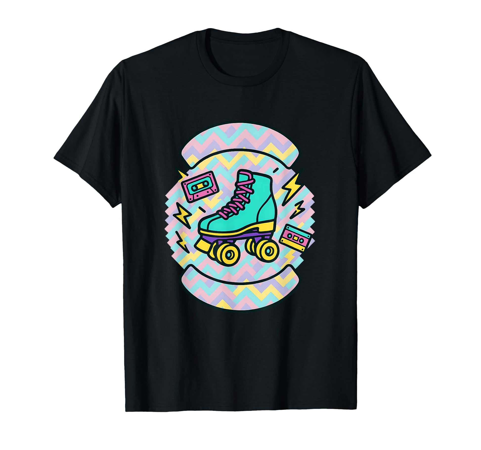 90S Roller Skate Vibes Cassette Lightning T-Shirt - Trendy Graphic Unisex - T-Shirt, Sweatshirt, Hoodie