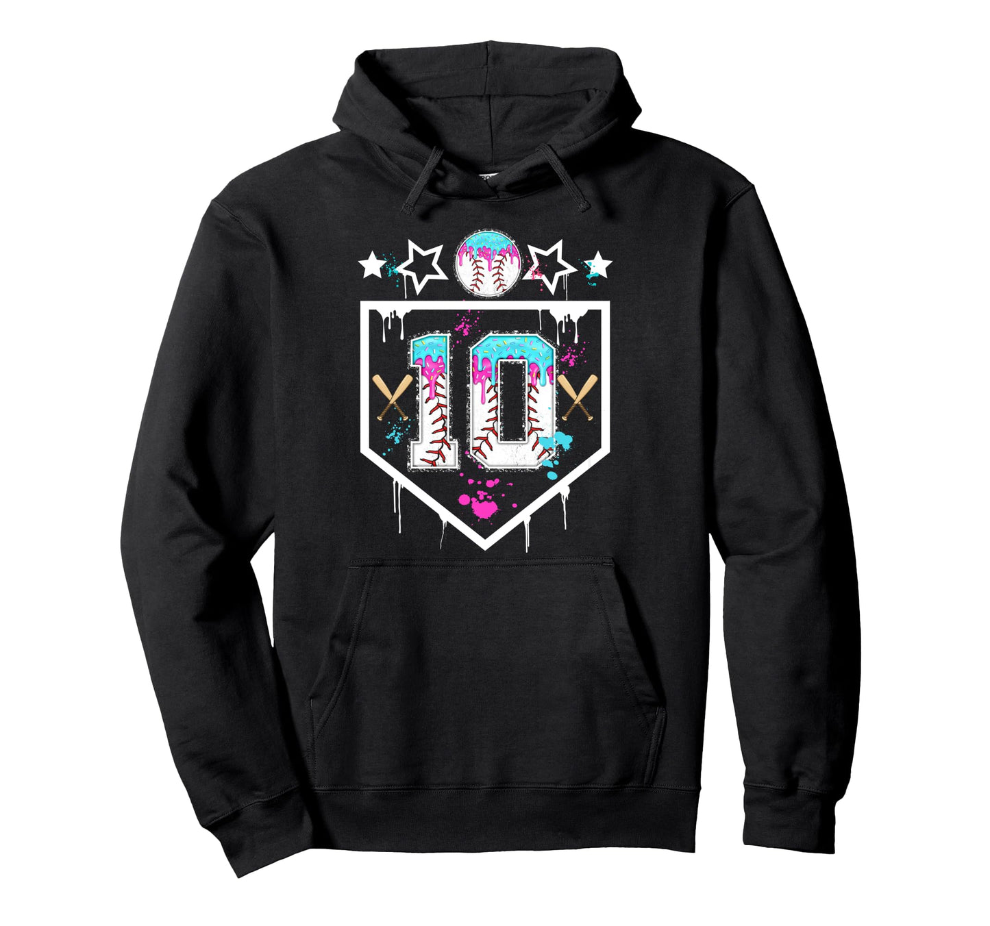 Baseball 10 Year Old Ice Cream Drip 10Th Hoodie - Trendy Graphic Men Women - T-Shirt, Sweatshirt, Hoodie