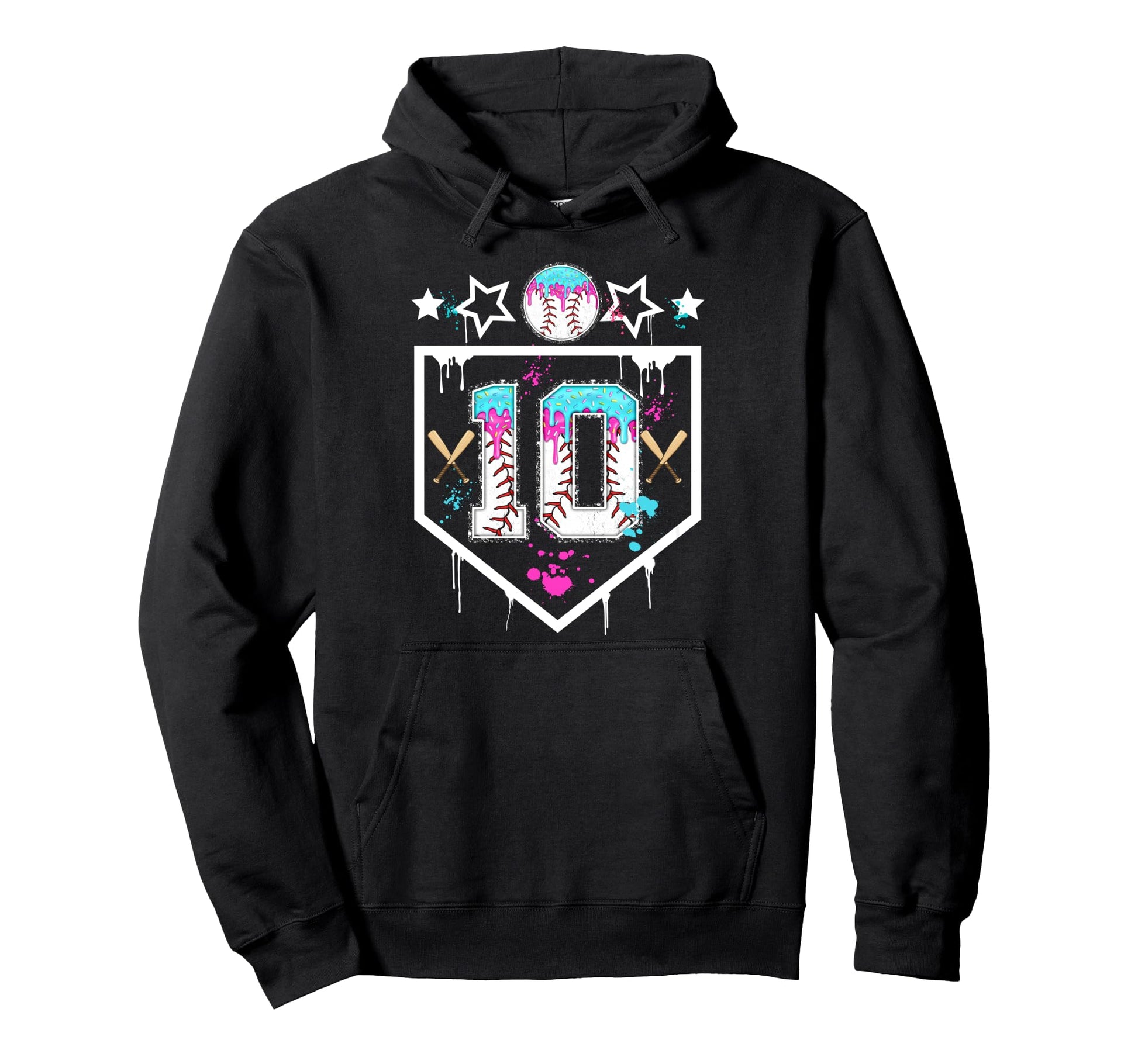 Baseball 10 Year Old Ice Cream Drip 10Th Hoodie - Trendy Graphic Men Women - T-Shirt, Sweatshirt, Hoodie